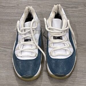 Nike Air Jordan 11 Retro Low Shoes Mens 10.5 White Navy Snakeskin CD6846-102